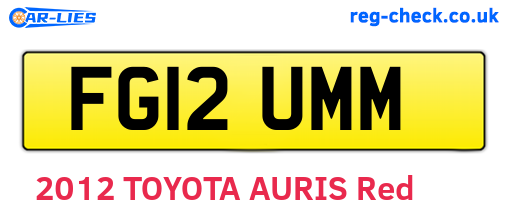 FG12UMM are the vehicle registration plates.