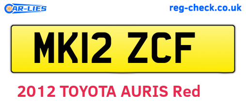 MK12ZCF are the vehicle registration plates.