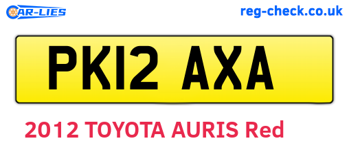 PK12AXA are the vehicle registration plates.