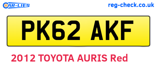PK62AKF are the vehicle registration plates.