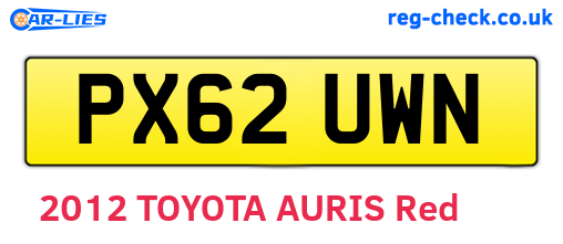 PX62UWN are the vehicle registration plates.
