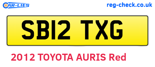 SB12TXG are the vehicle registration plates.
