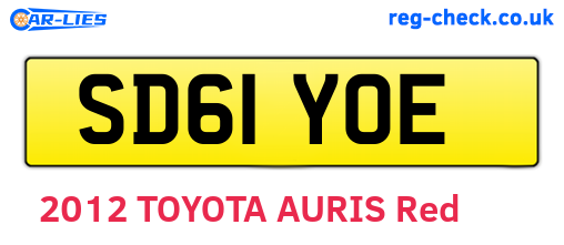 SD61YOE are the vehicle registration plates.