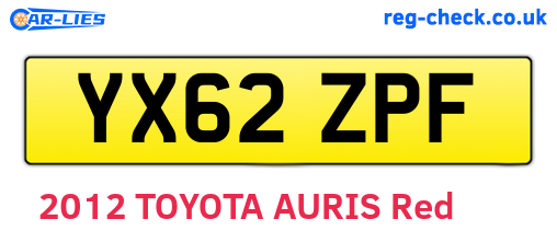 YX62ZPF are the vehicle registration plates.