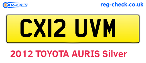 CX12UVM are the vehicle registration plates.