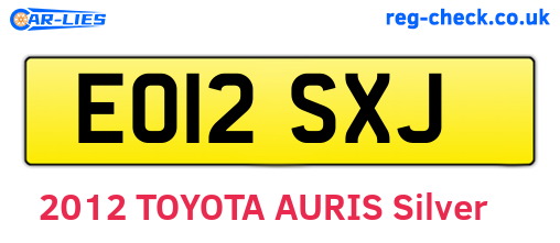 EO12SXJ are the vehicle registration plates.