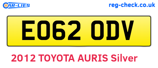 EO62ODV are the vehicle registration plates.