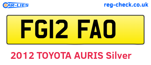 FG12FAO are the vehicle registration plates.