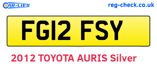FG12FSY are the vehicle registration plates.