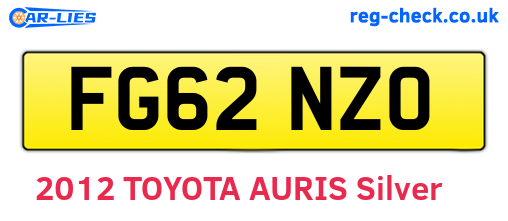 FG62NZO are the vehicle registration plates.