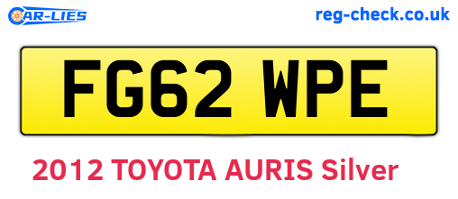 FG62WPE are the vehicle registration plates.