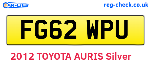 FG62WPU are the vehicle registration plates.