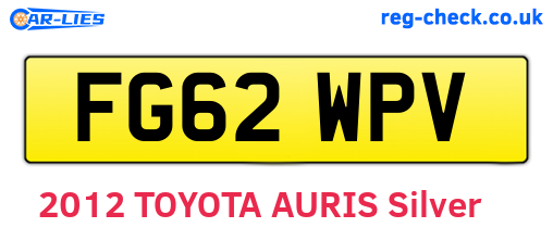 FG62WPV are the vehicle registration plates.