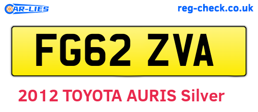 FG62ZVA are the vehicle registration plates.