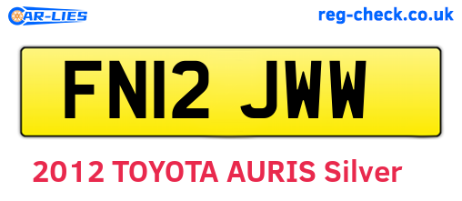 FN12JWW are the vehicle registration plates.
