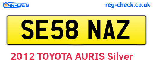 SE58NAZ are the vehicle registration plates.