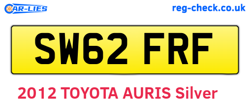 SW62FRF are the vehicle registration plates.
