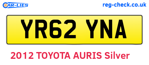 YR62YNA are the vehicle registration plates.