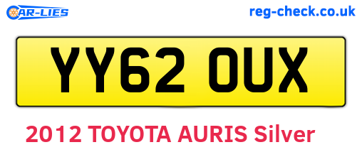 YY62OUX are the vehicle registration plates.