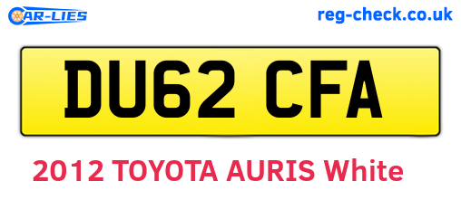 DU62CFA are the vehicle registration plates.
