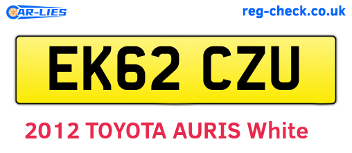 EK62CZU are the vehicle registration plates.