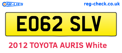 EO62SLV are the vehicle registration plates.
