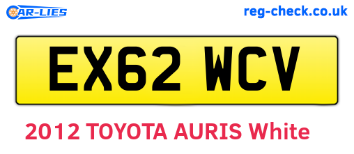 EX62WCV are the vehicle registration plates.