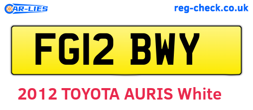 FG12BWY are the vehicle registration plates.