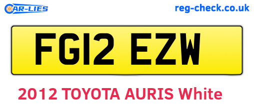 FG12EZW are the vehicle registration plates.