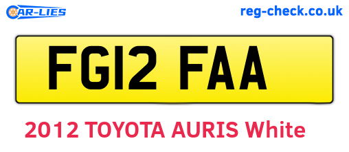 FG12FAA are the vehicle registration plates.