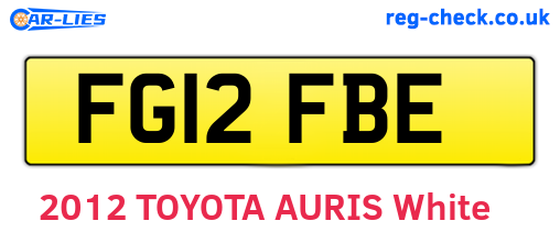 FG12FBE are the vehicle registration plates.