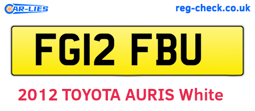FG12FBU are the vehicle registration plates.