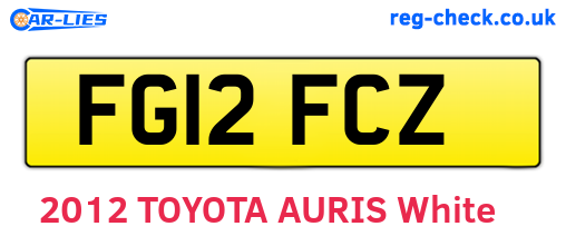 FG12FCZ are the vehicle registration plates.