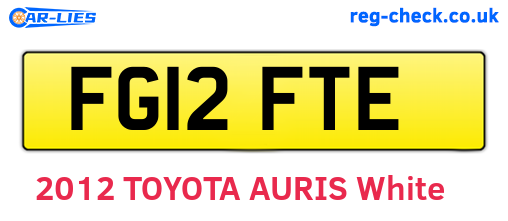 FG12FTE are the vehicle registration plates.