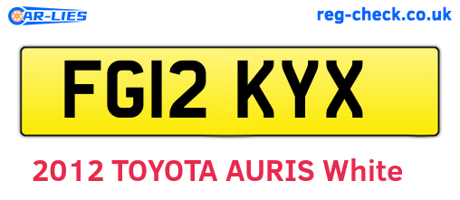 FG12KYX are the vehicle registration plates.