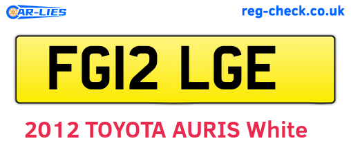 FG12LGE are the vehicle registration plates.