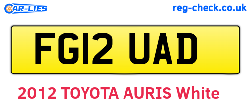 FG12UAD are the vehicle registration plates.