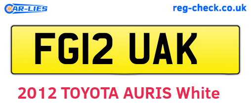 FG12UAK are the vehicle registration plates.
