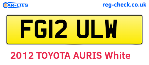 FG12ULW are the vehicle registration plates.