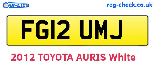 FG12UMJ are the vehicle registration plates.