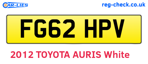 FG62HPV are the vehicle registration plates.