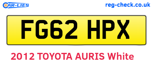 FG62HPX are the vehicle registration plates.