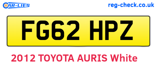 FG62HPZ are the vehicle registration plates.