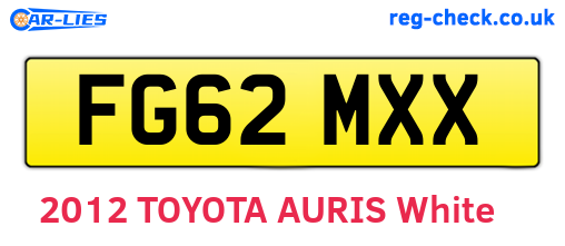FG62MXX are the vehicle registration plates.