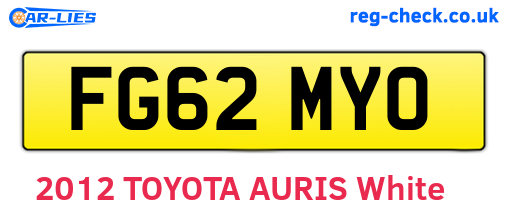 FG62MYO are the vehicle registration plates.