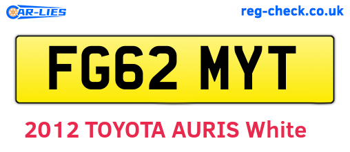 FG62MYT are the vehicle registration plates.