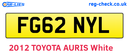 FG62NYL are the vehicle registration plates.
