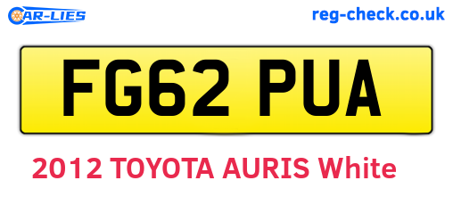 FG62PUA are the vehicle registration plates.