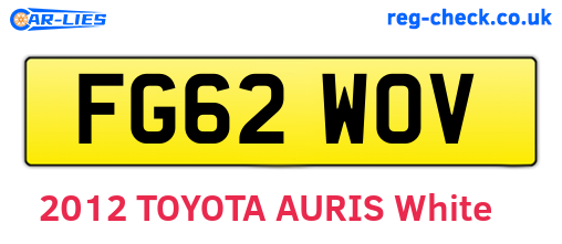 FG62WOV are the vehicle registration plates.
