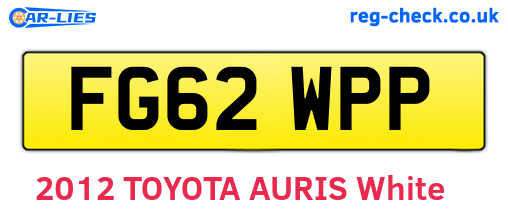 FG62WPP are the vehicle registration plates.